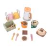 Zunate Wooden Tea Party Set for Little Girls, Educational Toddler Tea Set with Beechwood Cups, Spoons, Kettle, Rack, and Coffee Pieces view 3