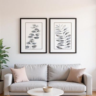 HomeRoots 649298 Nature Leaf Black Framed Wall Art Set of 2