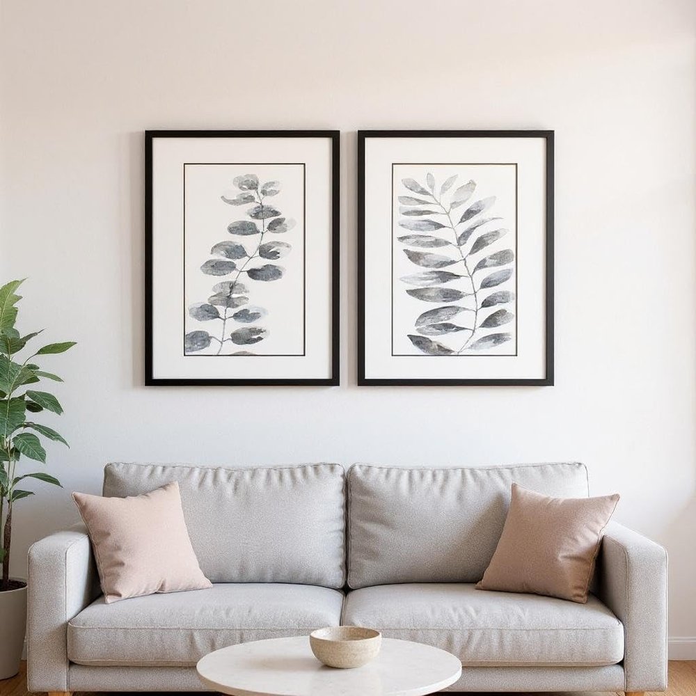 HomeRoots 649298 Nature Leaf Black Framed Wall Art Set of 2