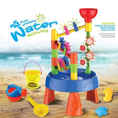 ZAICOLER Waterwheel Funnel Table Set, 32Pcs Sand Water Play Table, Kids Play with Funnel Design, Ideal for Indoor, Outdoor, Beach & Garden (Color)
