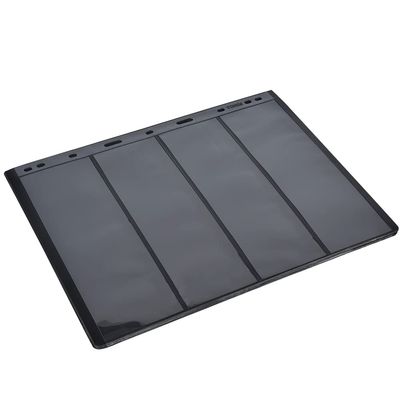 Zerodis 10Pcs Stamp Album Pages Clear and Black Styles Universal Size for Standard Stamp Collection Book (4 lines on black background)