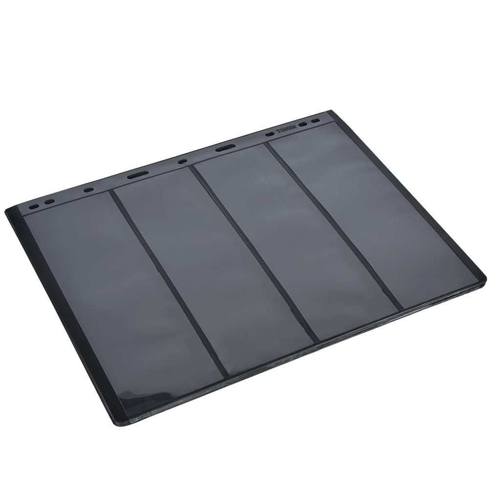 Zerodis 10Pcs Stamp Album Pages Clear and Black Styles Universal Size for Standard Stamp Collection Book (4 lines on black background)