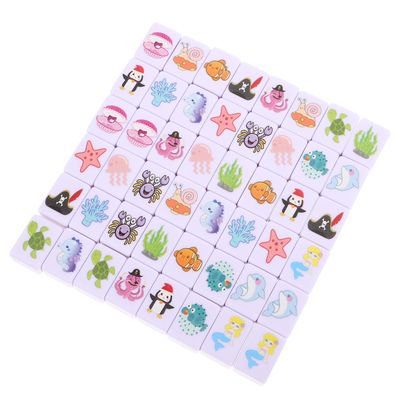 ARTIBETTER Coastal Adventure Mahjong Set with 48 Marine Animal Tiles, 2 Players Portable Mahjong Game for Family Holiday Gathering and Christmas Party