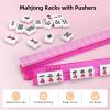 4 Pack Mahjong Racks with Pushers, Majiang Tile Holder Clear Acrylic Mahjong Racks Accessories for American Mah Jong view 3