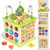 ATOYUS Wooden Activity Cube, 6-in-1 Montessori Toys for 1+ Year Old Toddler view 1