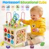 ATOYUS Wooden Activity Cube, 6-in-1 Montessori Toys for 1+ Year Old Toddler view 3