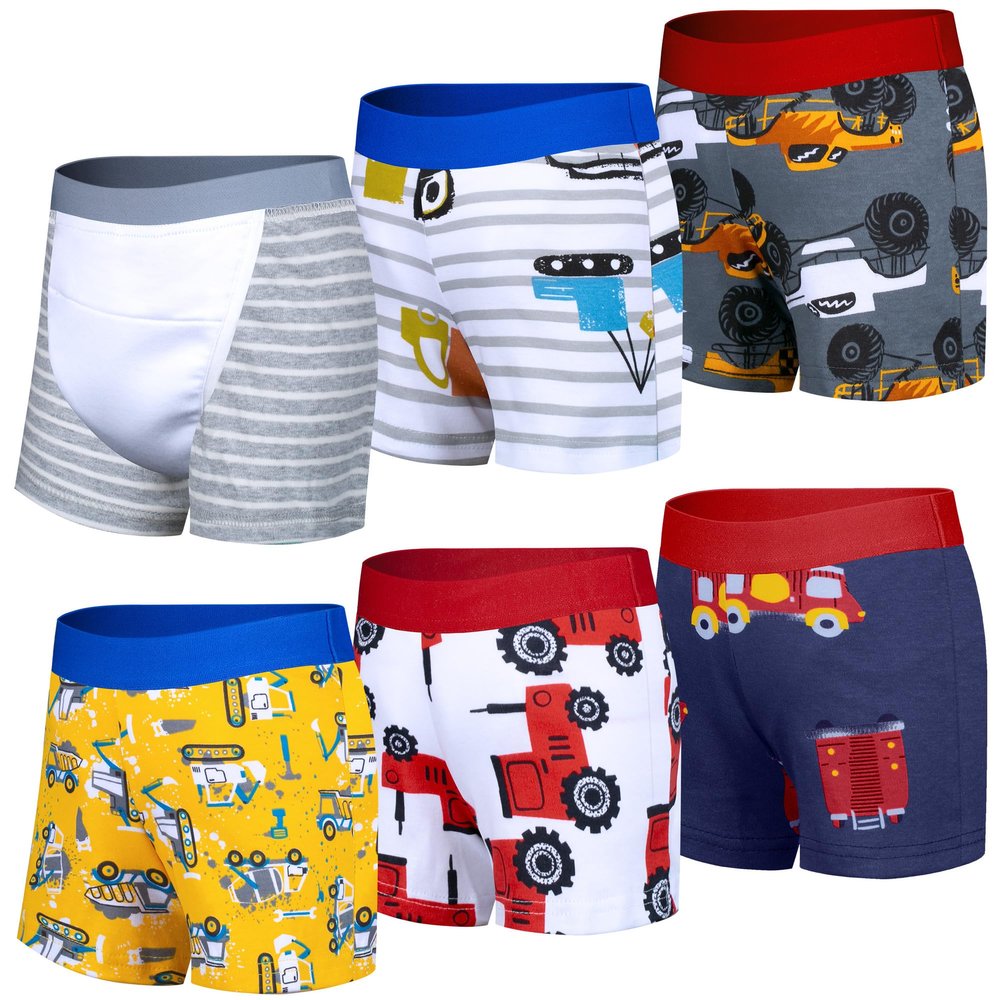 BIG ELEPHANT 6-Pack Unisex Toddler Potty Training Pants, Cotton Boxer Style