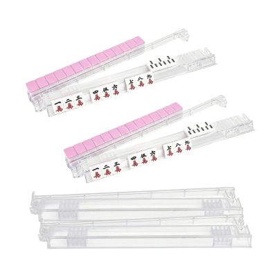 4 Pack Mahjong Racks with Pushers, Majiang Tile Holder Clear Acrylic Mahjong Racks Accessories for American Mah Jong