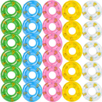 28 Pcs Mini Swim Rings 3.5 inches Mini Floaties for Dolls Miniature Pool Ring for Party Decor Plaything