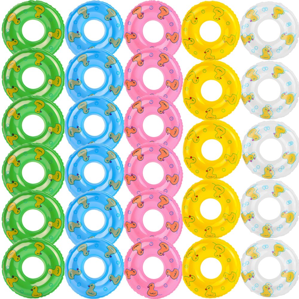 28 Pcs Mini Swim Rings 3.5 inches Mini Floaties for Dolls Miniature Pool Ring for Party Decor Plaything