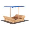 47x47 Wooden Sandbox with Adjustable Canopy and Lid, Outdoor Kids Sand Box with 2 Foldable Bench Seats, Rotatable Shade & Bottom Liner, Solid Fir Wood Sand Pit for Backyard, Patio, Ages 3-8 view 3