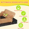 47x47 Wooden Sandbox with Adjustable Canopy and Lid, Outdoor Kids Sand Box with 2 Foldable Bench Seats, Rotatable Shade & Bottom Liner, Solid Fir Wood Sand Pit for Backyard, Patio, Ages 3-8 view 4