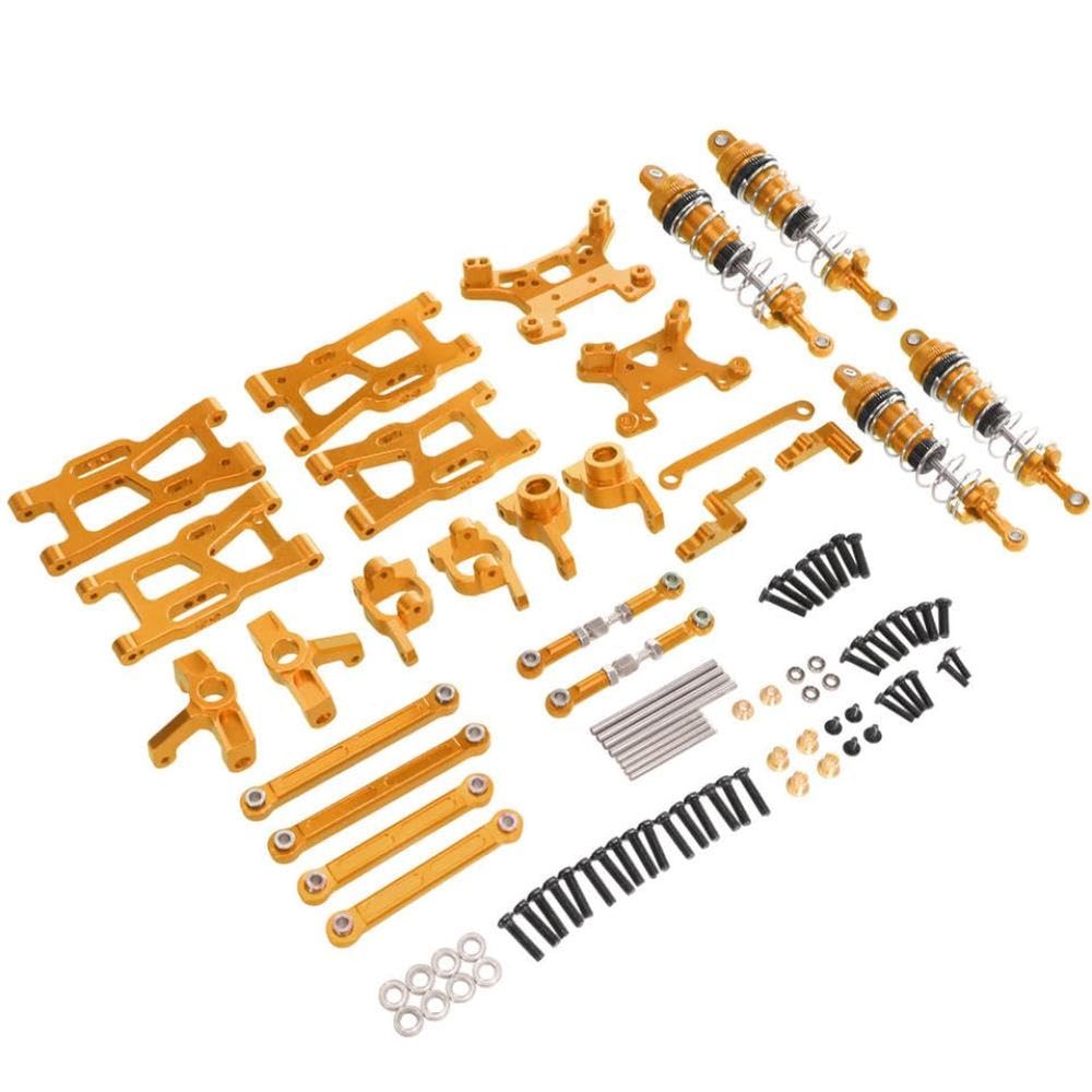 MIGHTY SCAPERS RC 1/12 Metal Swing Arm Steering Cup Suspension Bracket 9-Piece Upgrade Set Compatible with 1/12 Scale RC Vehicles(Yellow)