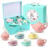 CHENP.HMC Tea Party Set for Little Girls, Girls Birthday Gift,13 Piece Sets Kids Tin Tea Party with Cups, Saucers, Plates & Serving Trays (HWC) view 1
