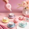 CHENP.HMC Tea Party Set for Little Girls, Girls Birthday Gift,13 Piece Sets Kids Tin Tea Party with Cups, Saucers, Plates & Serving Trays (HWC) view 3