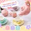 CHENP.HMC Tea Party Set for Little Girls, Girls Birthday Gift,13 Piece Sets Kids Tin Tea Party with Cups, Saucers, Plates & Serving Trays (HWC) view 4