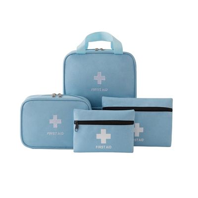 Mini First Aid Kit,Premium Emergency Medicine Rescue Bag,Waterproof Portable Travel Medical Storage Pouch for Home Office Vehicle Camping Workplace Outdoor (Blue,4-piece Set)