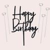 ZHENGYE Black Happy Birthday Cake Topper Sign And 5 White Heart-shape Cake Toppers For Birthday Cake Decorations Supplies(White 1) view 1