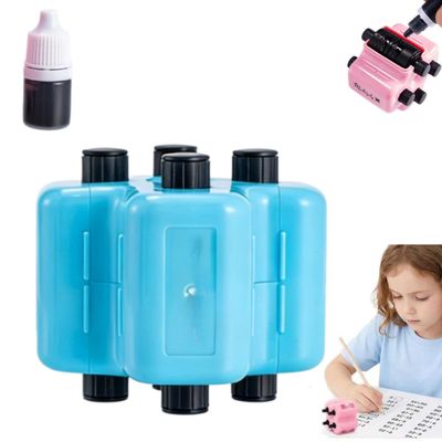 4 in 1 Math Roller Stamp - 2026 New Math Stamp Roller, Addition, Subtraction, Multiplication, Division, with Refill Ink for Preschool & Elementary Learning (Blue)