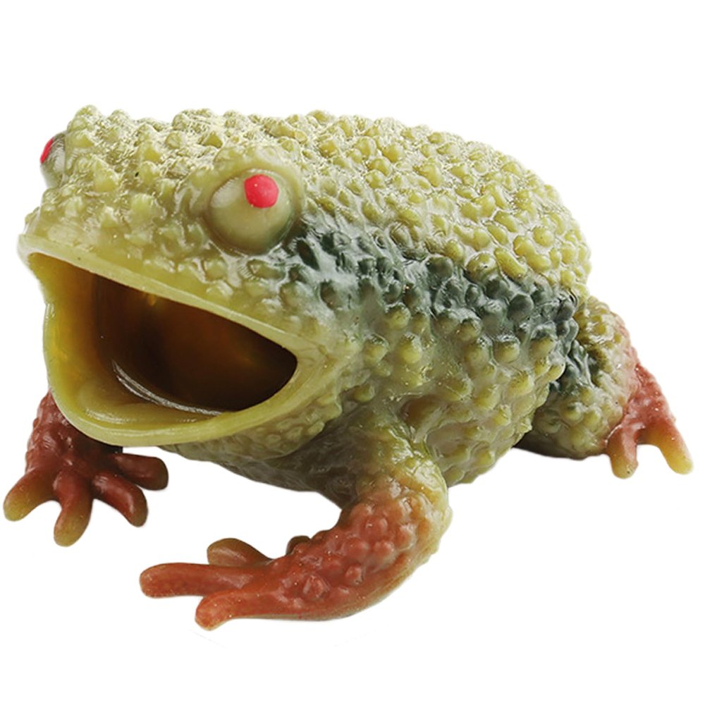 AENIMELY Realistic Frog Figurine TPR Soft Rubber Squeeze Stress Relief Animal Collectible, Amphibian Sculpture for Home Decor Office Desk Display