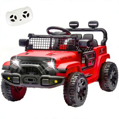 NEWDOOD 24V Ride on Truck Car w/Parent Remote Control, Ride on Toys w/4-Wheel Suspension, Power Display, Bluetooth, Music, LED Headlight, Electric Car for Kids Aged 3+, Red
