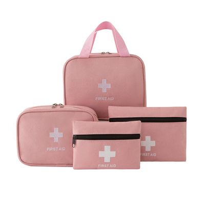 Mini First Aid Kit,Premium Emergency Medicine Rescue Bag,Waterproof Portable Travel Medical Storage Pouch for Home Office Vehicle Camping Workplace Outdoor (Pink,4-piece Set)