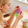 Stress Relief Toy, Frosted Ice Cube Squeeze Toy Anxiety Relief Glow-in-the-Dark Snowflake Stress Cube Sensory Toy Soft Stretchy Cube Pinch Toy Party Favors (Blue) view 3