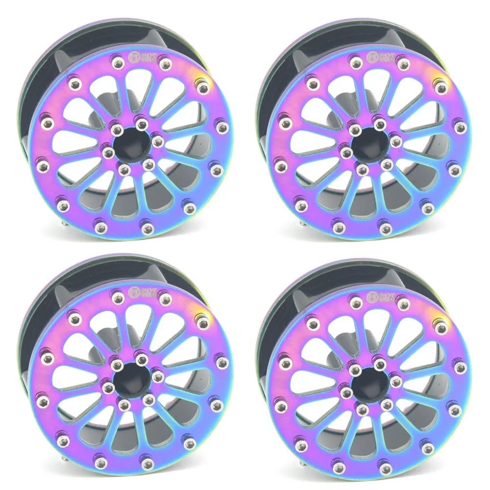 1.8" Aluminum Wheels Dazzling colour Beadlock Wheel Rim For Axial SCX24 AX24 1/24 4pcs/set