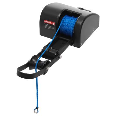 35LBS Electric Boat Anchor Winch with Remote Control, 12V DC 100ft Braided Rope 700Lbs Breaking Strength for Boats Up to 24ft Marine Lake River (Black)