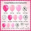 Cowgirl Balloons Arch Garland Kit, Cowgirl Party Decorations for Western Rodeo Bachelorette Theme Baby Shower Birthday Anniversary Disco Decorations Supplies with Hot Pink Silver Cow Print Balloons view 3