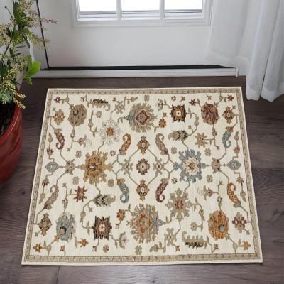 HomeRoots 575507 2 x 3 ft. Oriental Rectangle Area Rug Ivory Tan & Black