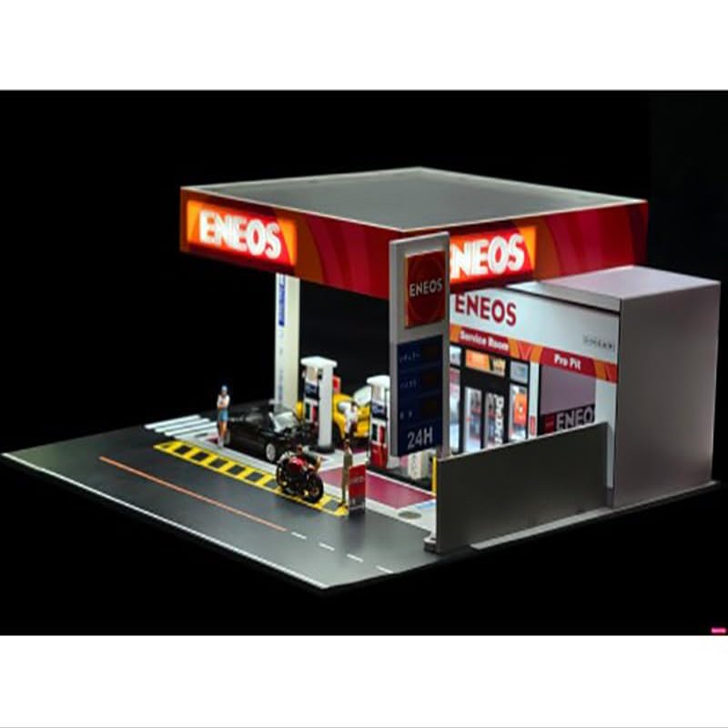 Eneos Japan Gas Station Diorama Set American Diorama X G-Fans Series for 1/64 Scale Models by American Diorama AD-710038GF