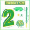15.7" Yellow Green Number 2 Pinata, 2nd Birthday Party Decorations with Stick Blindfold Confetti for Boys Girls Yellow Green Theme Birthday Baby Shower view 2