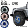 1.3" Beadlock Wheels Tires Set Aluminum Alloy w/Metal Steel Ring for TRX4M SCX24 FCX24 Ascent-18 1/18 1/24 RC Crawler Upgrade Parts,RCarmubWow 1.3 Beadlock Wheels and Tires,4pcs,Brown view 2