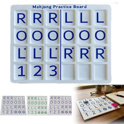 BomKra Mahjong Solo Practice Board, 3D Printed 24 Slots for Tile Arrangement and Strategy Training, Lightweight Portable Aid for Beginners and Pros, Fits Standard Tiles (A, Blue)