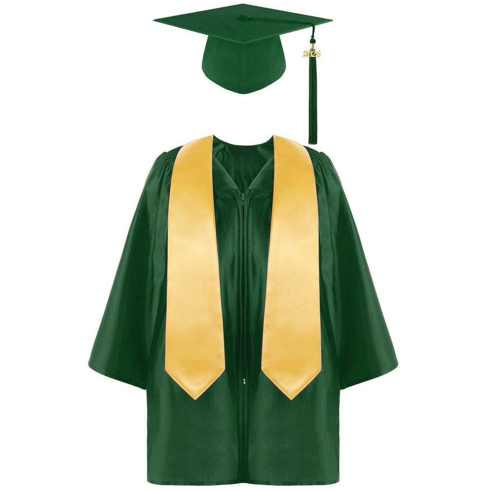 2026 Kindergarten Preschool Shiny Graduation Cap and Gown Tassel Stole Set Graduates Party Clothes Decorations Unisex Kids (Blackish Green, 24)