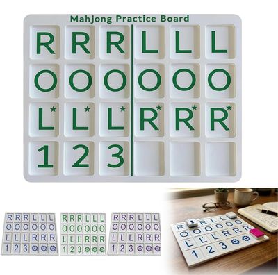 BomKra Mahjong Solo Practice Board, 3D Printed 24 Slots for Tile Arrangement and Strategy Training, Lightweight Portable Aid for Beginners and Pros, Fits Standard Tiles (A, Green)