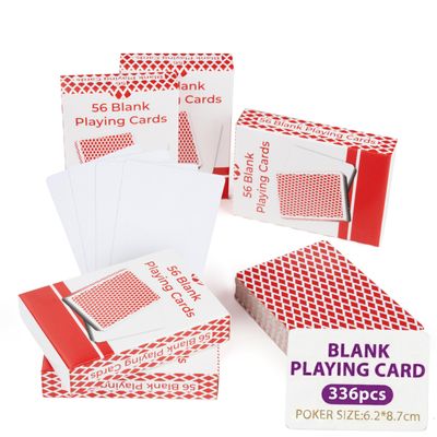 336PCS Blank Playing Cards, 6 Pack of 56 Each, 2.44" x 3.42" Red Checkered Diamond Back, Premium 300GSM Blank Cards, Suitable for Team Building, Corporate Events, Large Group Entertainment