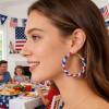 Soochat 2Pcs 4th of July Earrings Rhinestone Patriotic Hoop Earrings American Flag Earring for Independence Day Holiday Gifts view 4