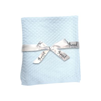 Thread The Word The Waffle Blanket - 100% Organic Cotton Baby Blanket, American Made, 30x40in - Bassinet, Crib, Stroller - Gift Registry Baby Shower for Newborns and Kids (Baby Blue)