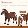 Qaba Ride On Horse for Toddlers 3-5, Plush Rocking Horse with Realistic Galloping Sounds, Heavy-Duty 110 lbs Capacity, Soft Padded Seat, Brown Pony Cycle Toy view 2