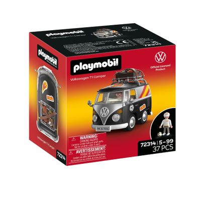 PLAYMOBIL Volkswagen Volkswagen T1 Camper ESP Edition - Iconic Retro Camper with Sports Equipment, Roof Rack and Sticker Sheet - for Children from 4 Years - 72314