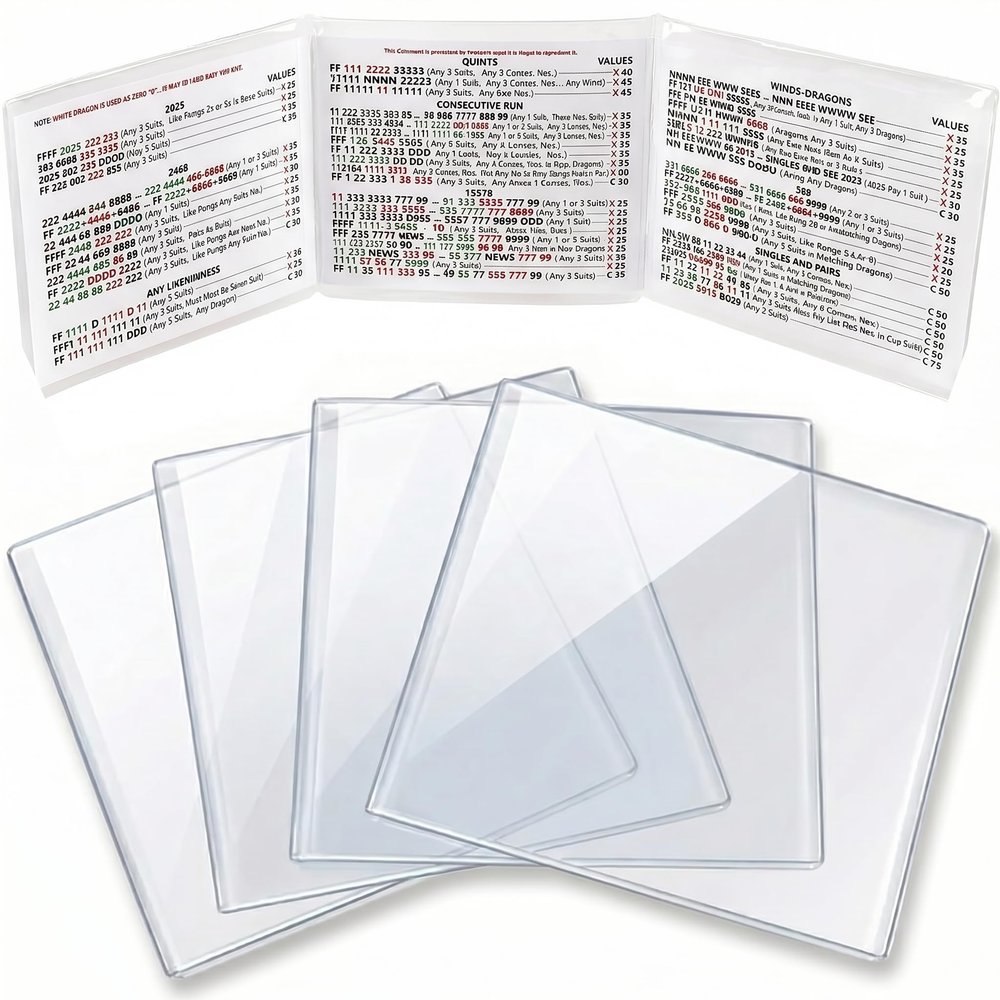 4Pcs 2026 Mahjong Card Holder Protector Clear, Large Size 6 1/8" x 4 3/4"