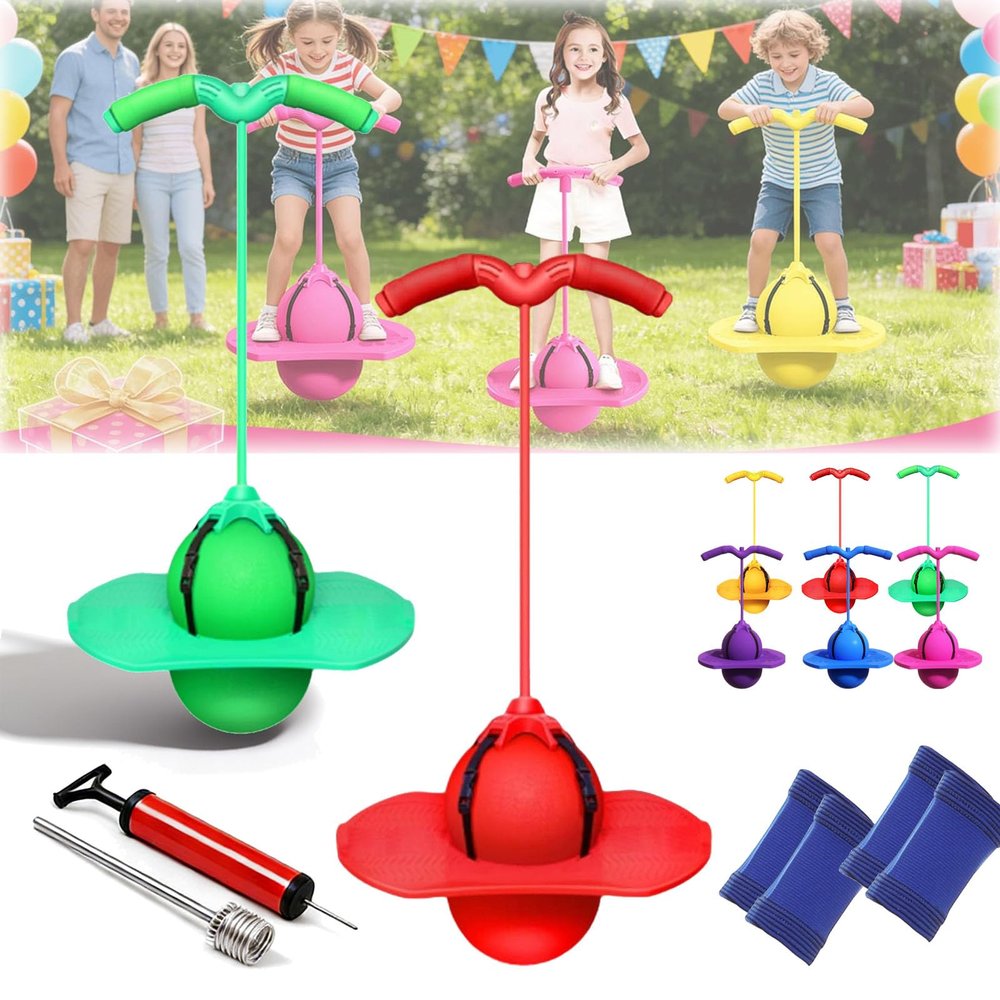 Balance Jumping Ball for Kids, Childrens Balance Jumping Ball with Handle and Pump, Bounce Board for Ages 5+, Indoor & Outdoor Fun, Perfect for Coordination, and Fitness, Boys & Girls (2pc-F)