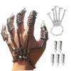 KUYYFDS Skeleton Hand Bracelet with 5Pcs Full Finger Rings Punk Gothic Jewelry with Movable Joint Plated Alloy Halloween Jewelry for Cosplay, Party, Costume, Silver view 1