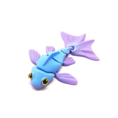 3 d Printed Animals 3D Prints Goldfish 8.7cm/16.9in for Stress Relief Home Office Decompression Decor Executive Desk Toys-Matte Blue-Purple