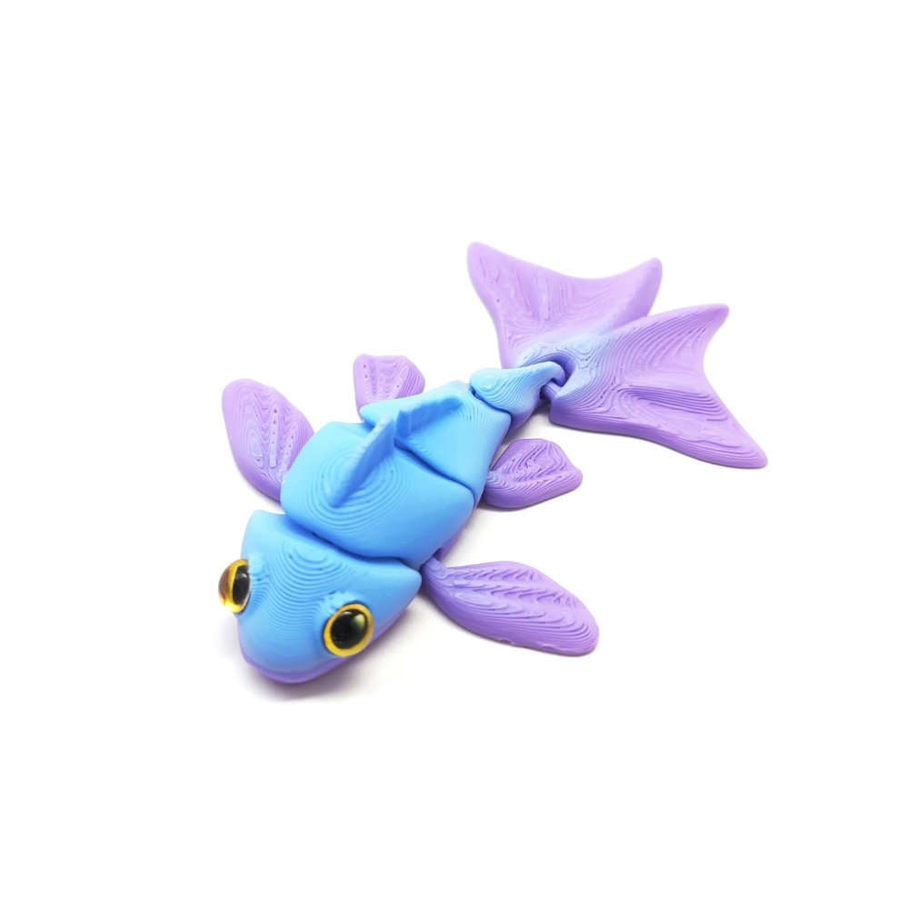 3 d Printed Animals 3D Prints Goldfish 8.7cm/16.9in for Stress Relief Home Office Decompression Decor Executive Desk Toys-Matte Blue-Purple