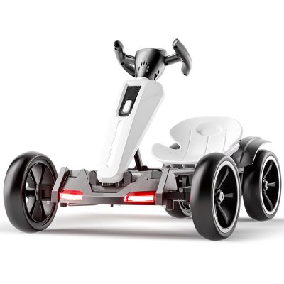 12V Electric Kids Pedal Go Kart, Foldable & Adjustable Seat, 4 No-Slip EVA Wheels, Outdoor Ride-On Toy in White for Boys & Girls Ages 36