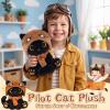 Hagusahuo Cat Plush Toy - Black Cat with Removable Aviator Hat, 8" Cute Stuffed Animal Pilot Gifts for Kids & Adults, Soft Aviator Kitten Toy Birthday Gift for Boys,Girls view 3