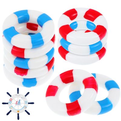 10pcs Miniature Nautical Swim Ring Decorations Resin Life Buoy Ornaments for Home, Beach Parties, Weddings, Baby Showers, and Coastal Crafts